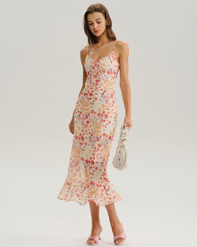Women's Woven Polyester Midi Dresses Pink Dresses - RIHOAS