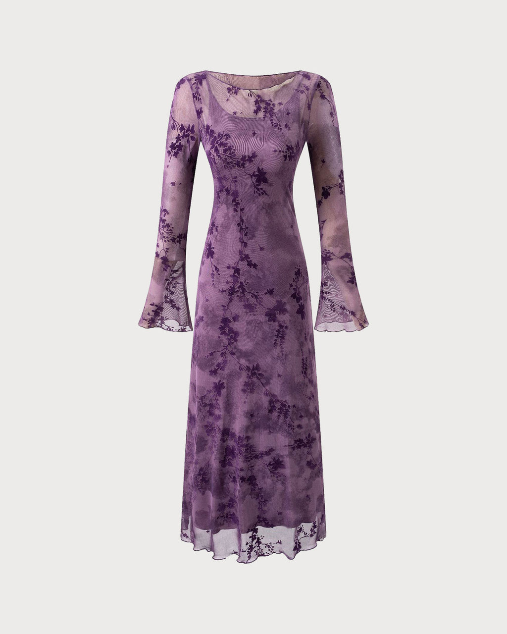 Women's Woven Polyester Midi Dresses Purple Dresses - RIHOAS