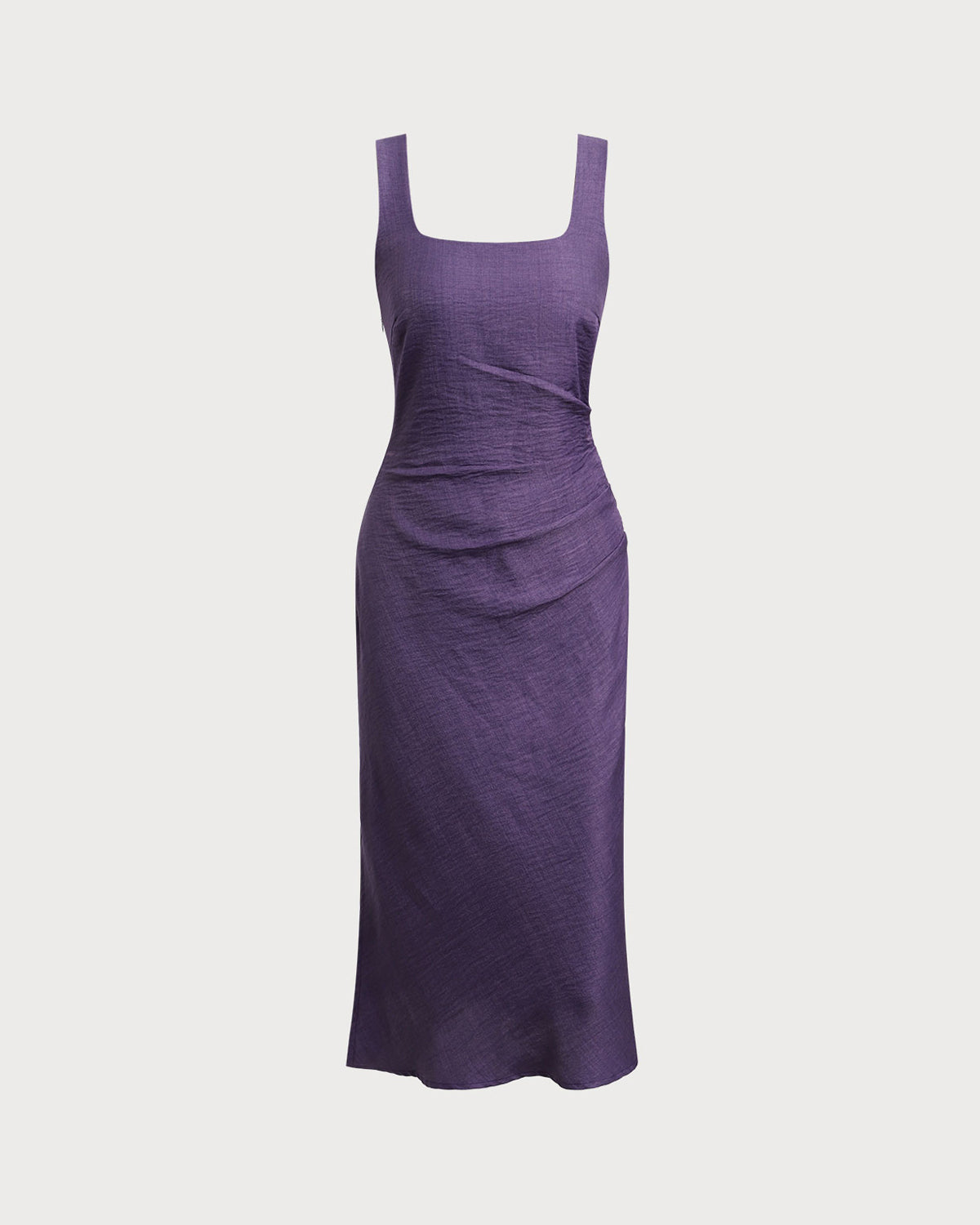 Women's Woven Polyester Midi Dresses Purple Dresses - RIHOAS