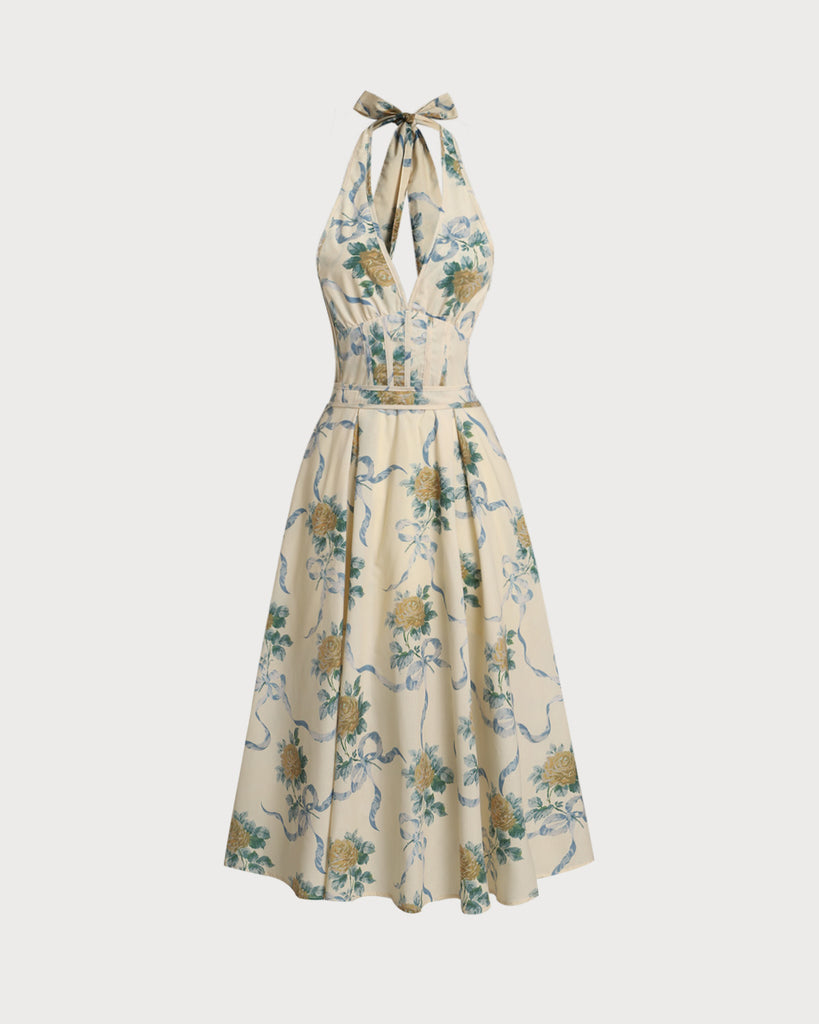 Women's Woven Polyester Midi Dresses Yellow Dresses - RIHOAS