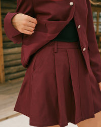 Women's Woven Polyester Midi Skirt Wine Red Bottoms - RIHOAS