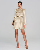 Women's Woven Polyester Mini Dress Apricot Dresses - RIHOAS