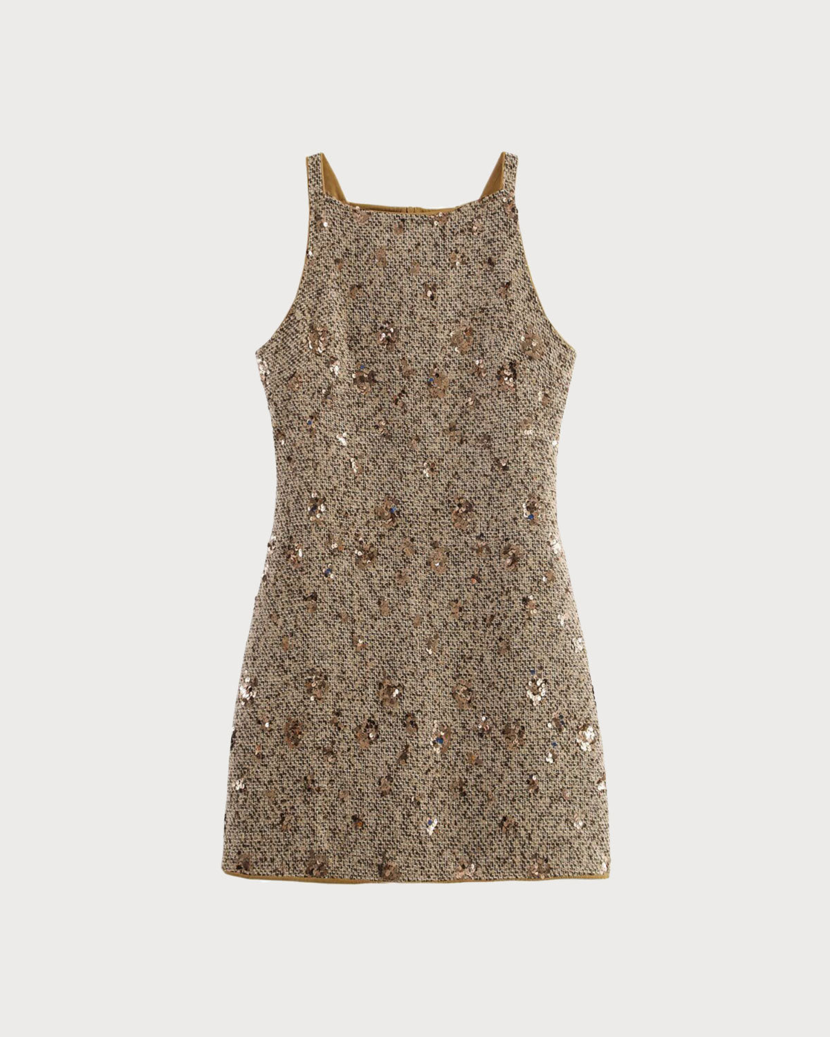 Women's Woven Polyester Mini Dress Beige Dresses - RIHOAS