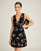 Women's Woven Polyester Mini Dress Black Dresses - RIHOAS