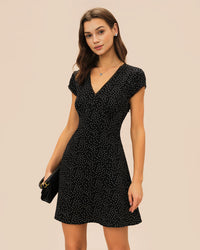 Women's Woven Polyester Mini Dress Black Dresses - RIHOAS