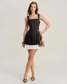 Women's Woven Polyester Mini Dress Black Dresses - RIHOAS