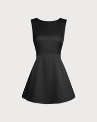 Women's Woven Polyester Mini Dress Black Dresses - RIHOAS