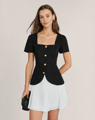 Women's Woven Polyester Mini Dress Black Dresses - RIHOAS