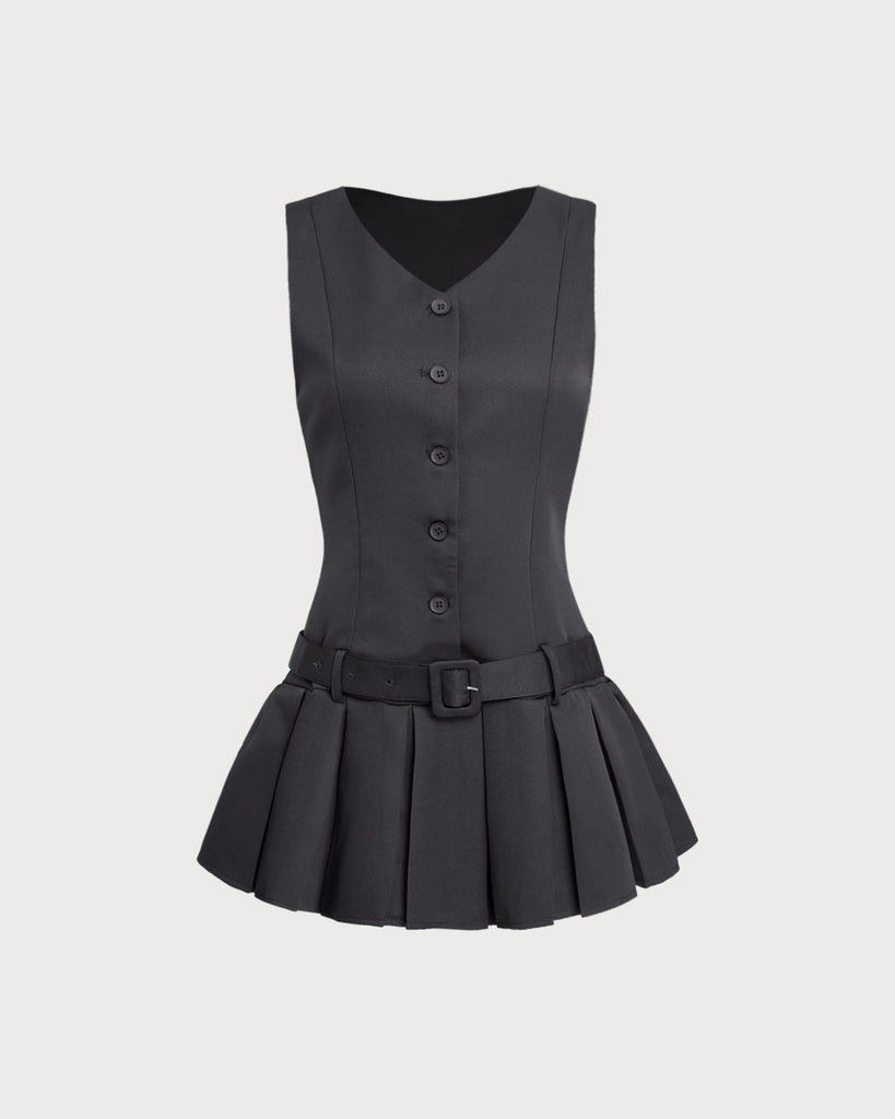 Women's Woven Polyester Mini Dress Black Dresses - RIHOAS
