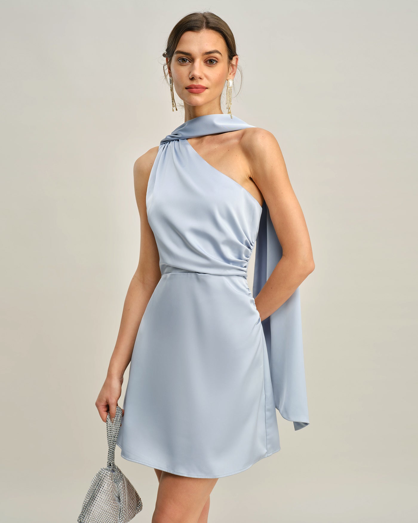 Blue One Shoulder Satin Mini Dress & Reviews - Blue - Dresses | RIHOAS Blue One Shoulder Satin Mini Dress & Reviews - Blue - Dresses | RIHOAS