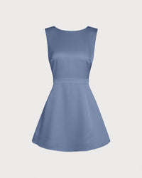 Women's Woven Polyester Mini Dress Blue Dresses - RIHOAS