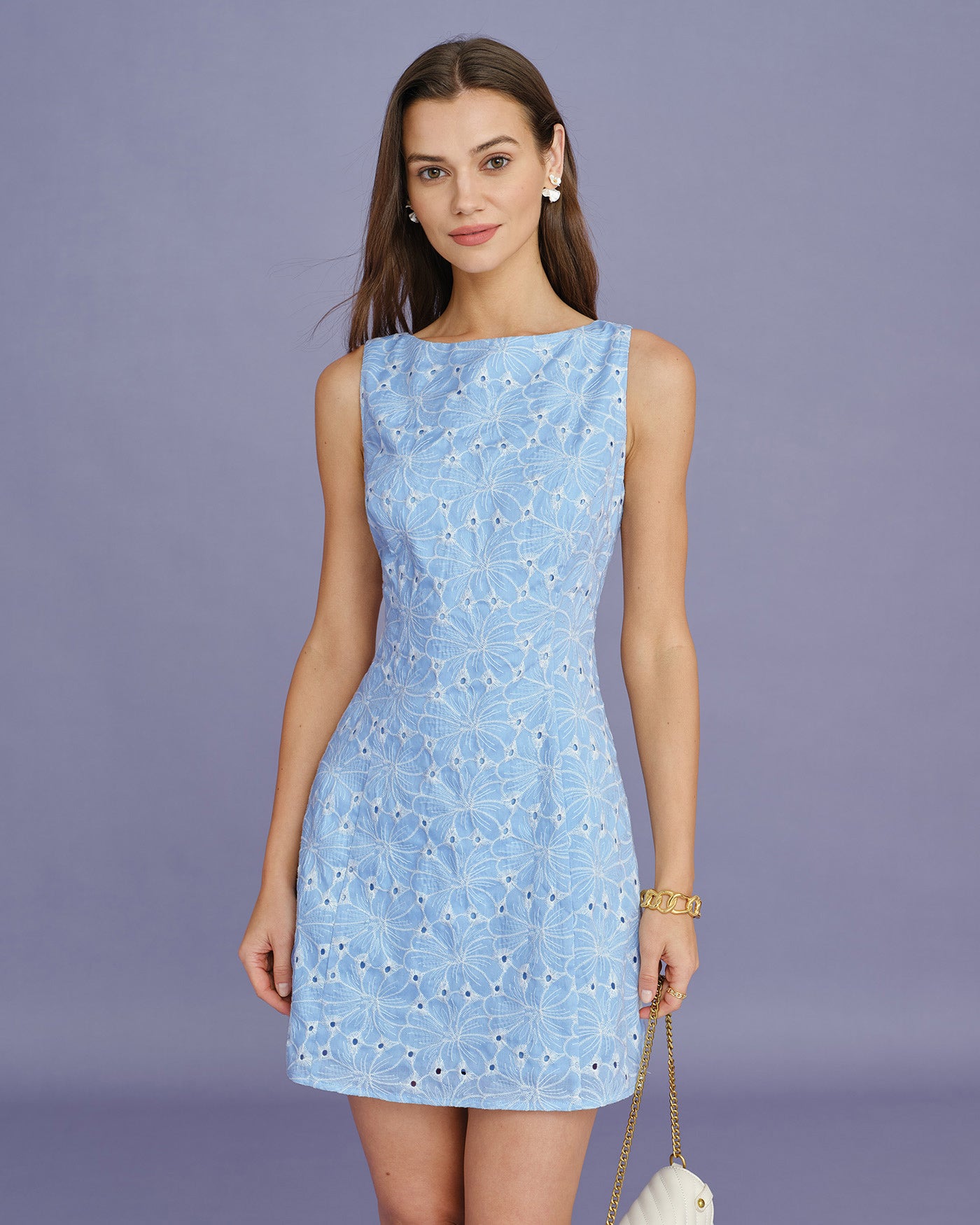 Rihoas Floral Embroidery Boat Neck Skater Dress | Mesh V Back Mini for Graduation, Bridal Shower, Party, Blue / XL Rihoas Floral Embroidery Boat Neck Skater Dress | Mesh V Back Mini for Graduation, Bridal Shower, Party, Blue / XL