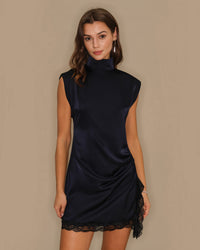 Women's Woven Polyester Mini Dress Blue Dresses - RIHOAS