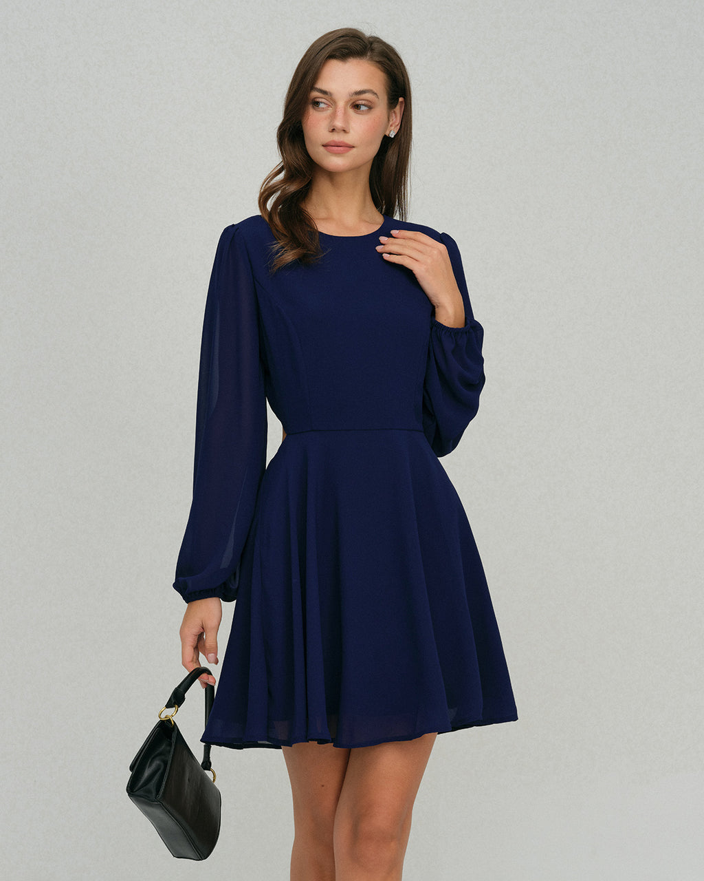 Women's Woven Polyester Mini Dress Blue Dresses - RIHOAS