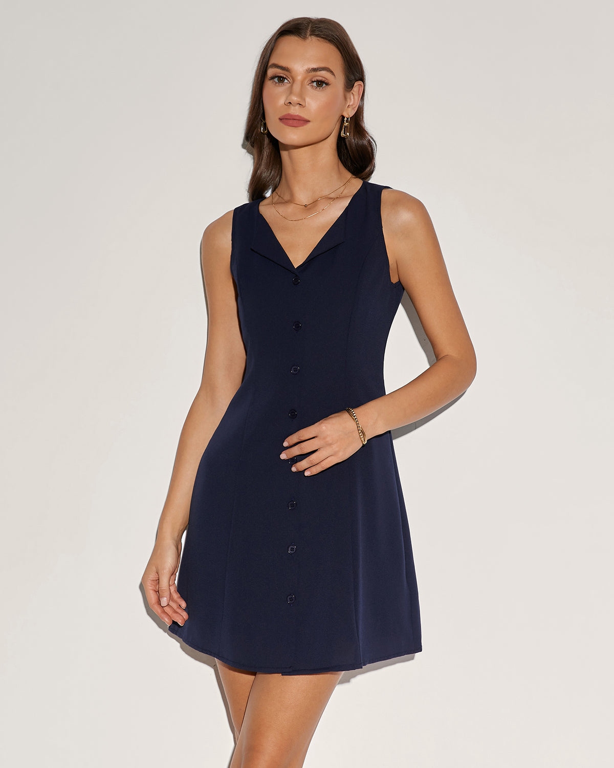 Women's Woven Polyester Mini Dress Blue Dresses - RIHOAS