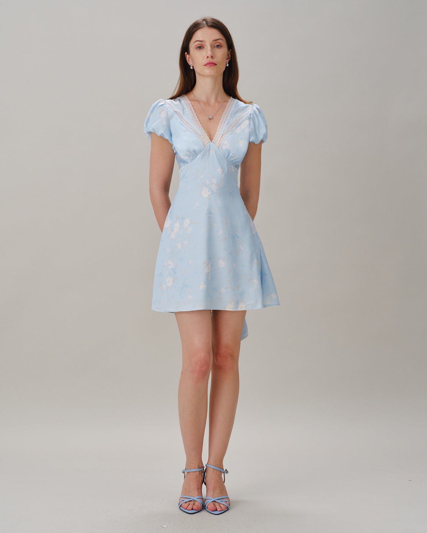 Women's Woven Polyester Mini Dress Blue Dresses - RIHOAS