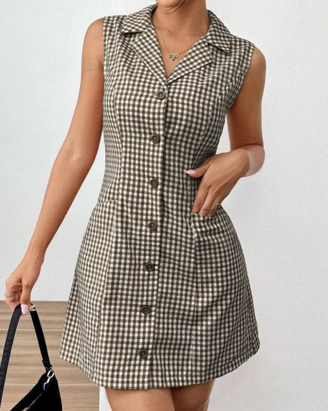 Women's Woven Polyester Mini Dress Coffee Dresses - RIHOAS