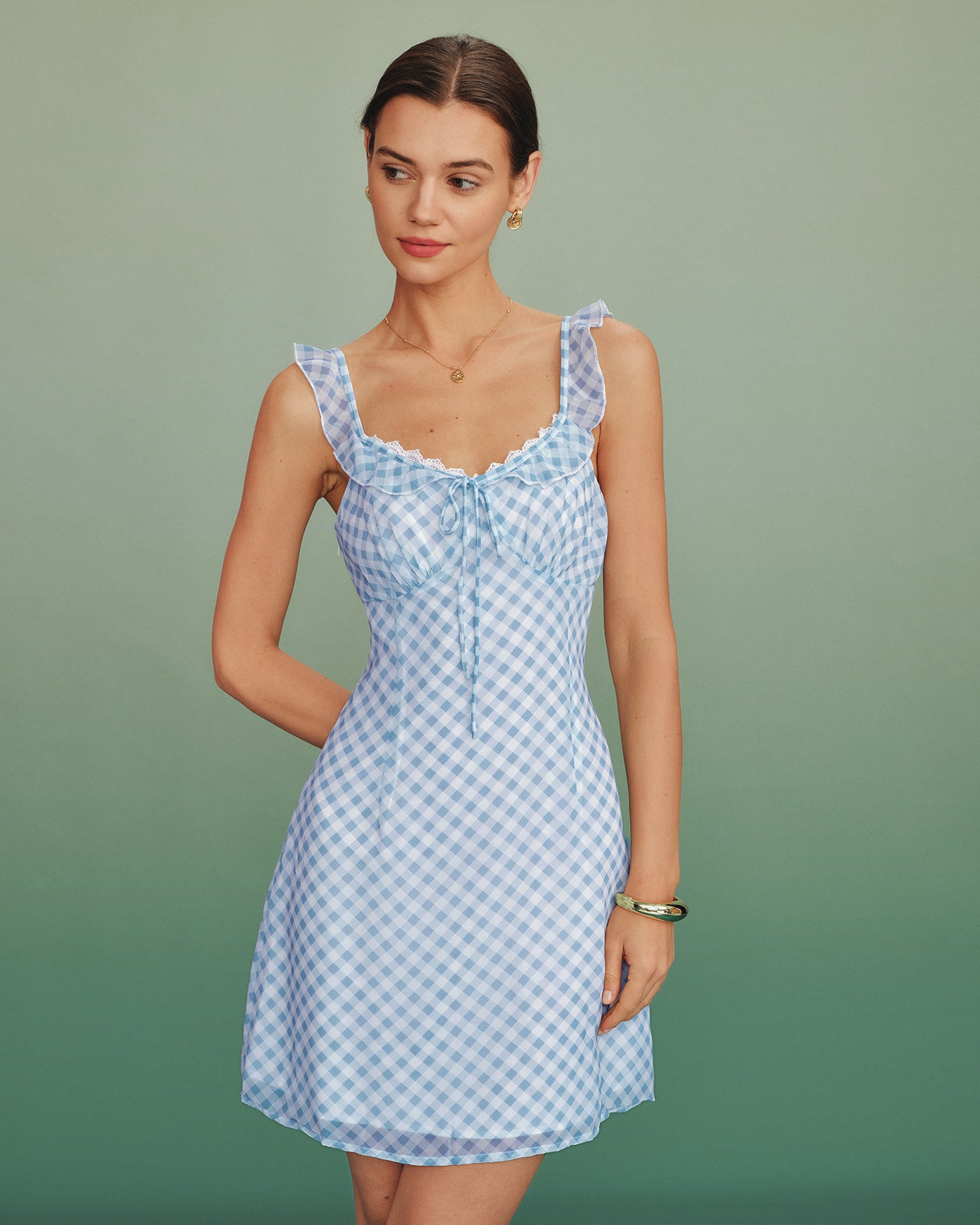Blue Plaid Splicing Slip Mini Dress & Reviews - Blue - Dresses | RIHOAS Blue Plaid Splicing Slip Mini Dress & Reviews - Blue - Dresses | RIHOAS