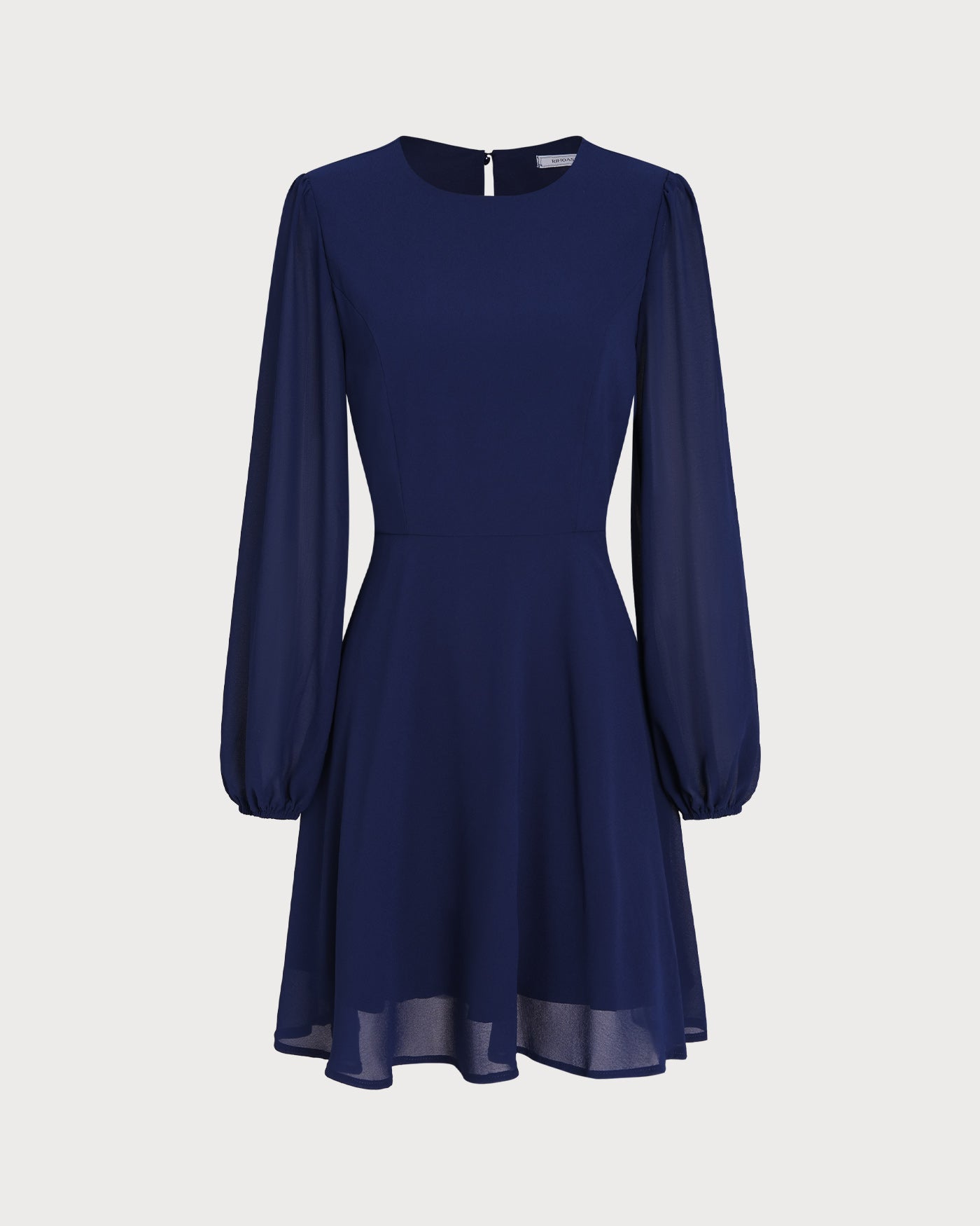 Rihoas Chiffon Backless A-Line Mini Dress for Women, Blue / XL