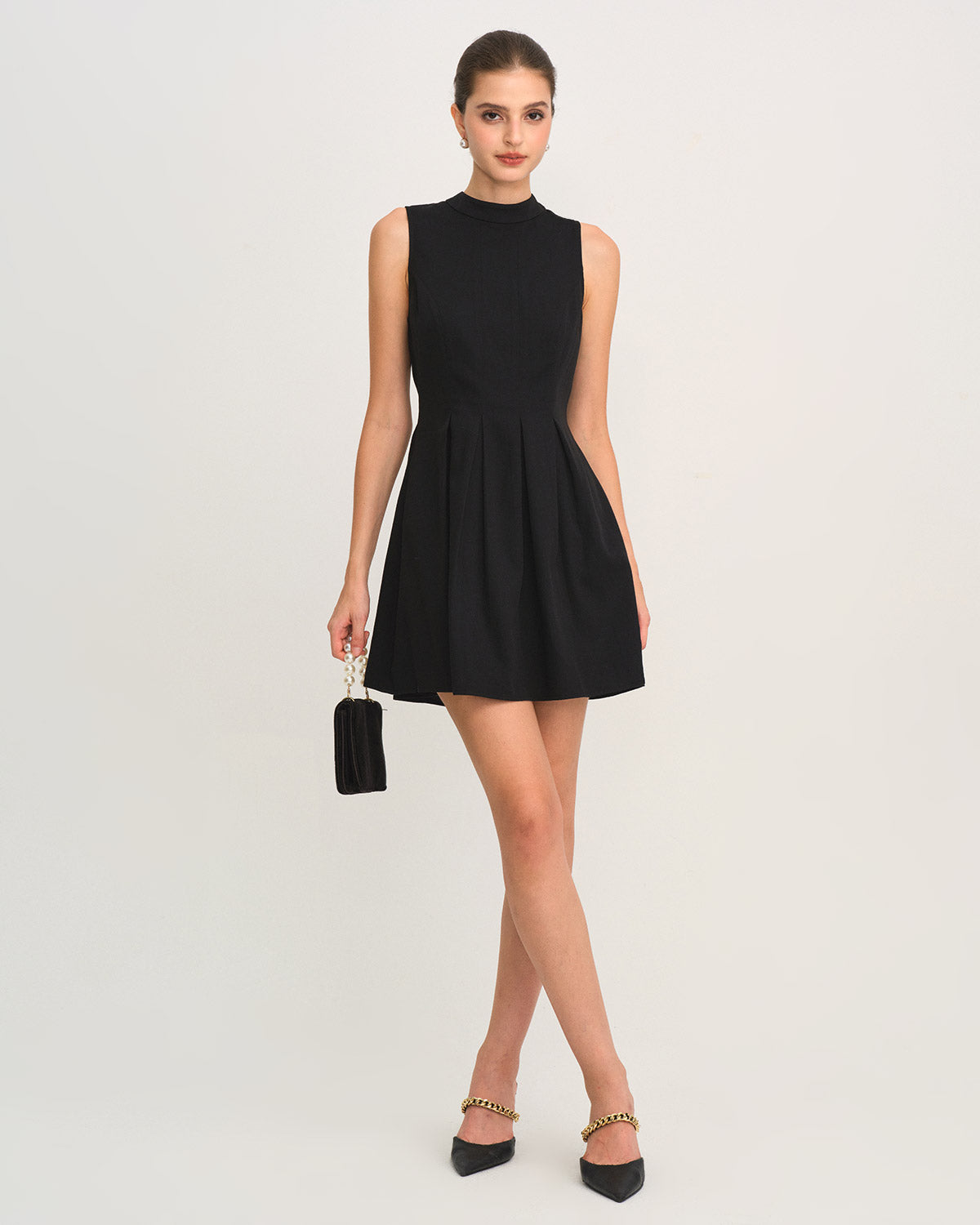 Black Mock Neck Ruched Sleeveless Mini Dress & Reviews - Black - Dresses Black Mock Neck Ruched Sleeveless Mini Dress & Reviews - Black - Dresses