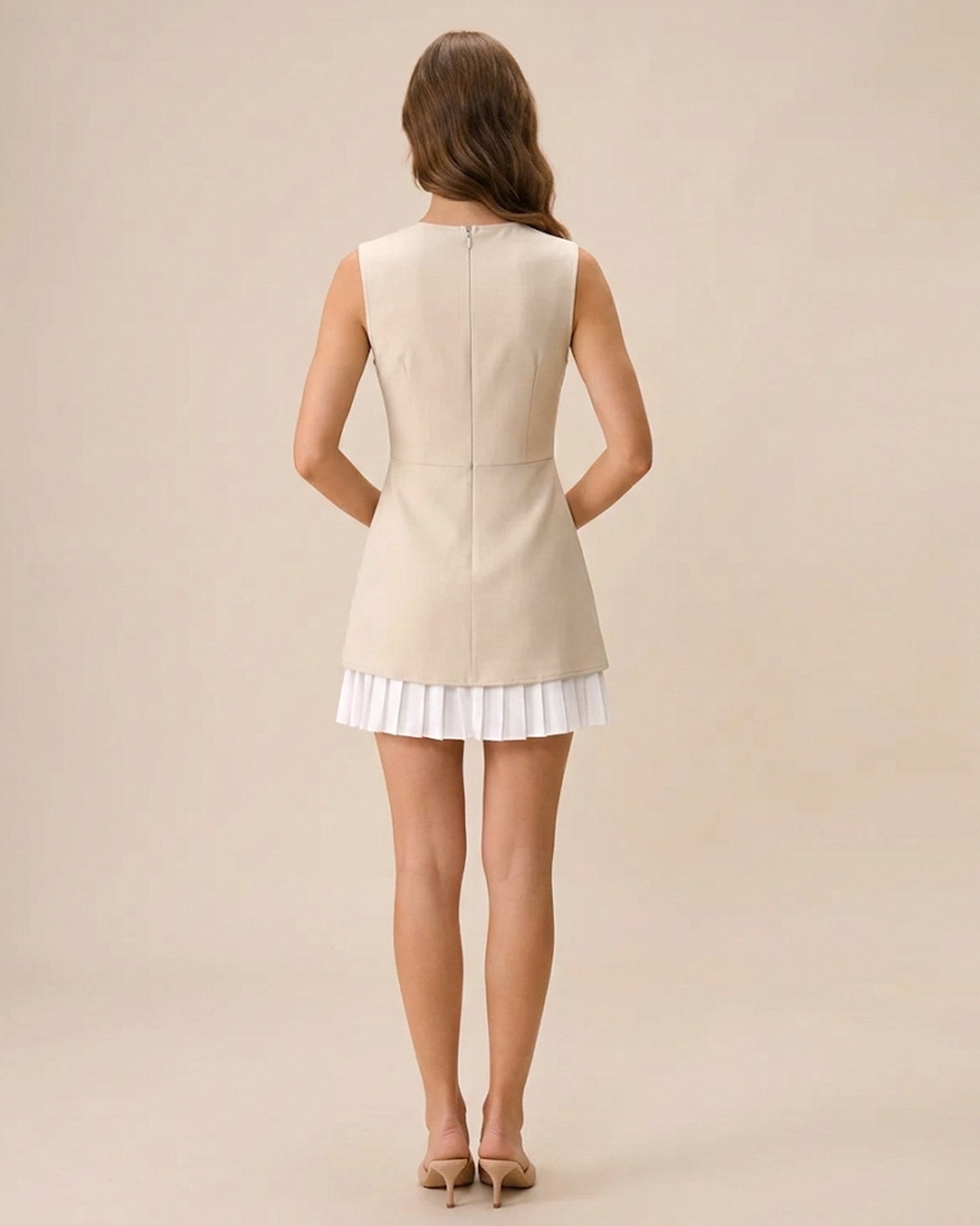 ワンピース Aiden pleats mini dress ANDMARY】Aiden pleats mini dress