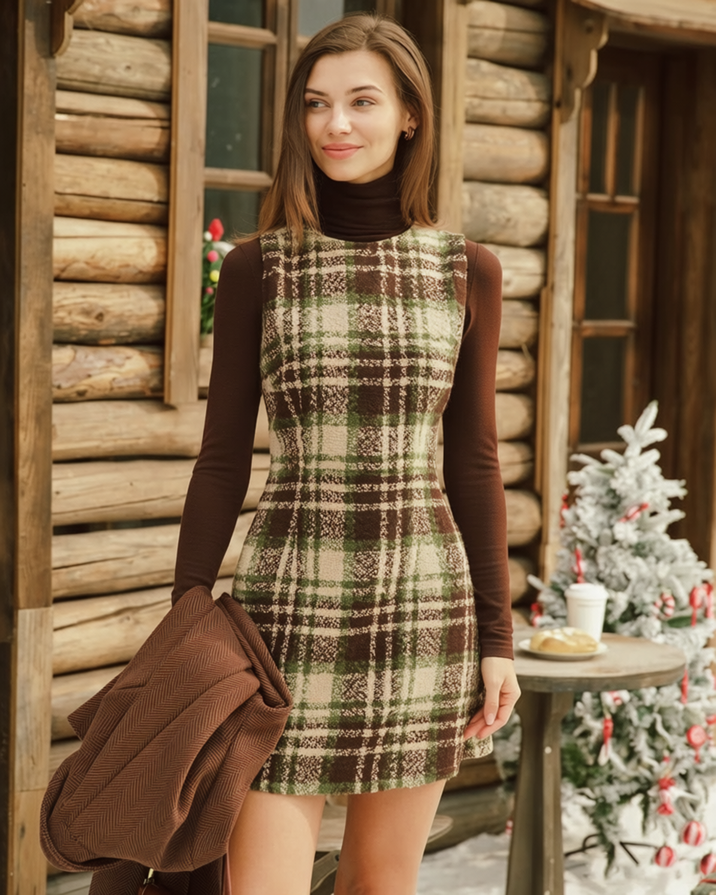 Plaid Round Neck Sleeveless Mini Dress & Reviews - Multi