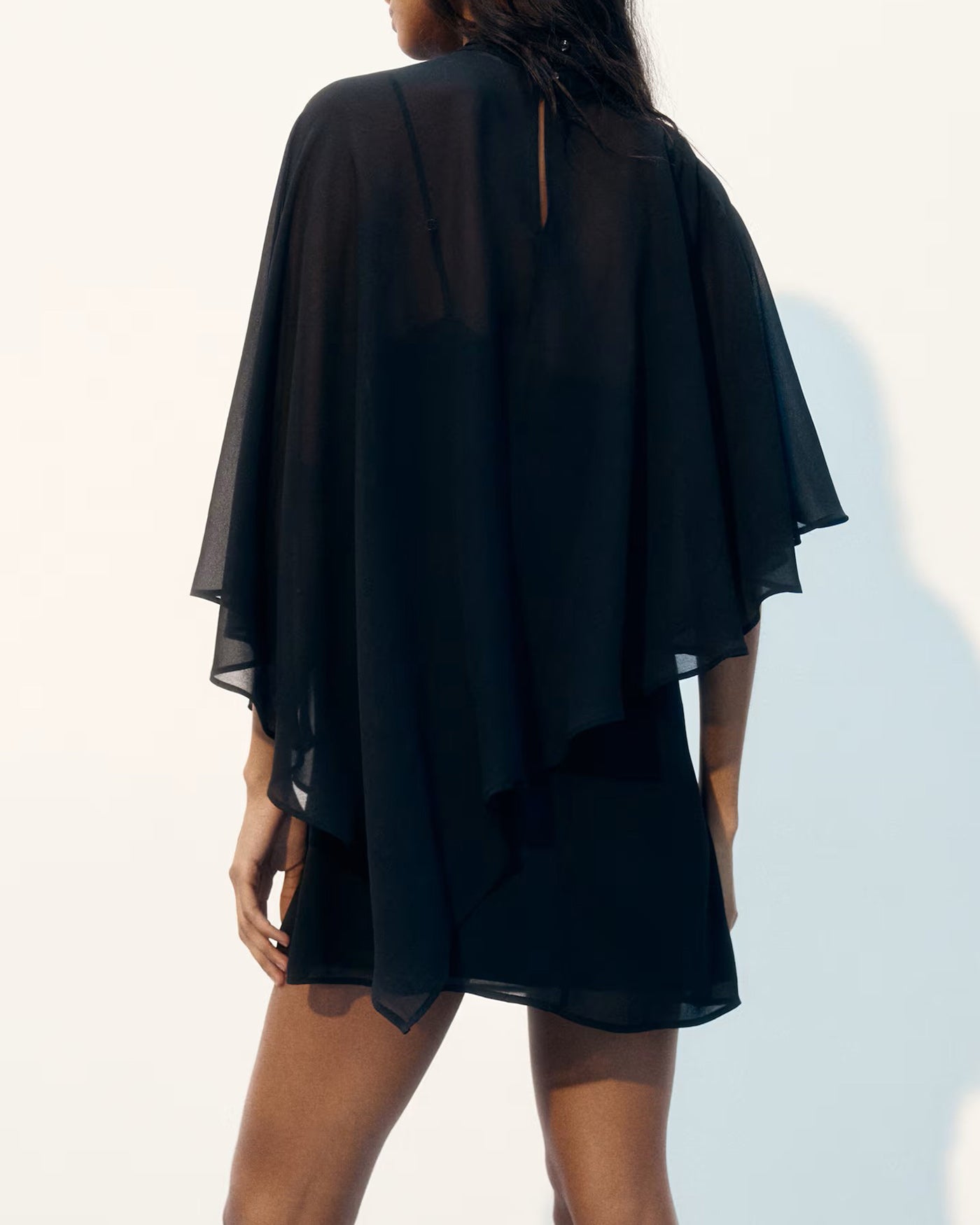 Black Turtle Cape Sleeve Mini Dress & Reviews - Black - Dresses | RIHOAS Black Turtle Cape Sleeve Mini Dress & Reviews - Black - Dresses | RIHOAS
