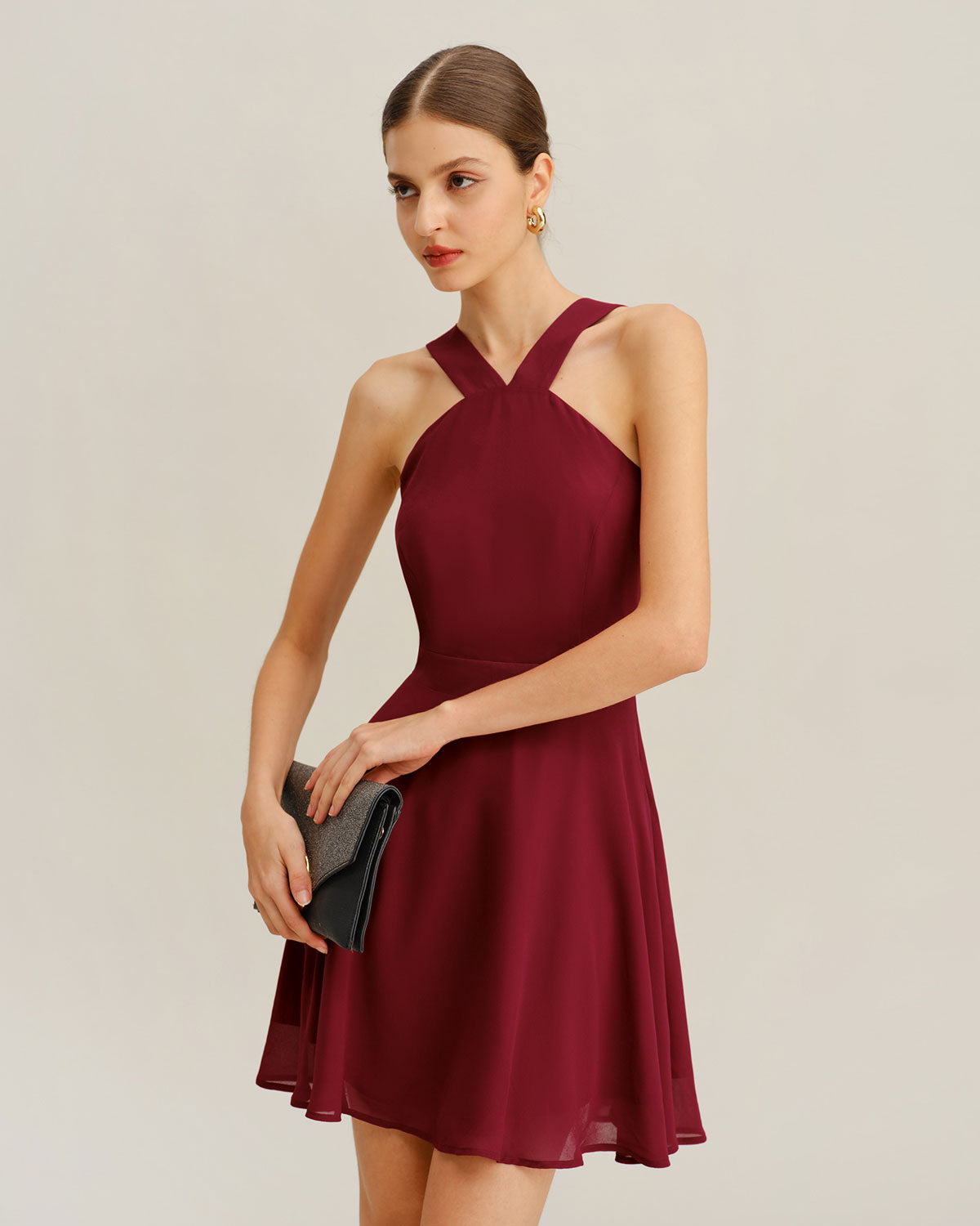 red formal mini dress Wine Red Chiffon A-Line Sleeveless Mini Dress & Reviews - Wine Red - Dresses