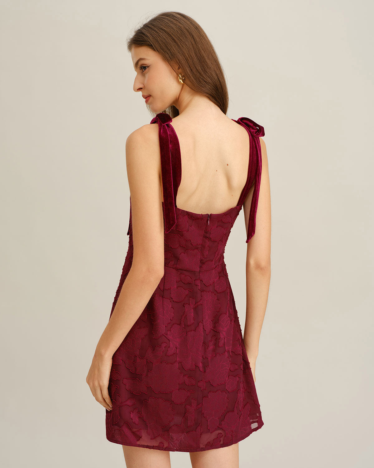 Wine Red Floral Tie Strap Mini Dress & Reviews - Wine Red - Dresses | RIHOAS Wine Red Floral Tie Strap Mini Dress & Reviews - Wine Red - Dresses | RIHOAS