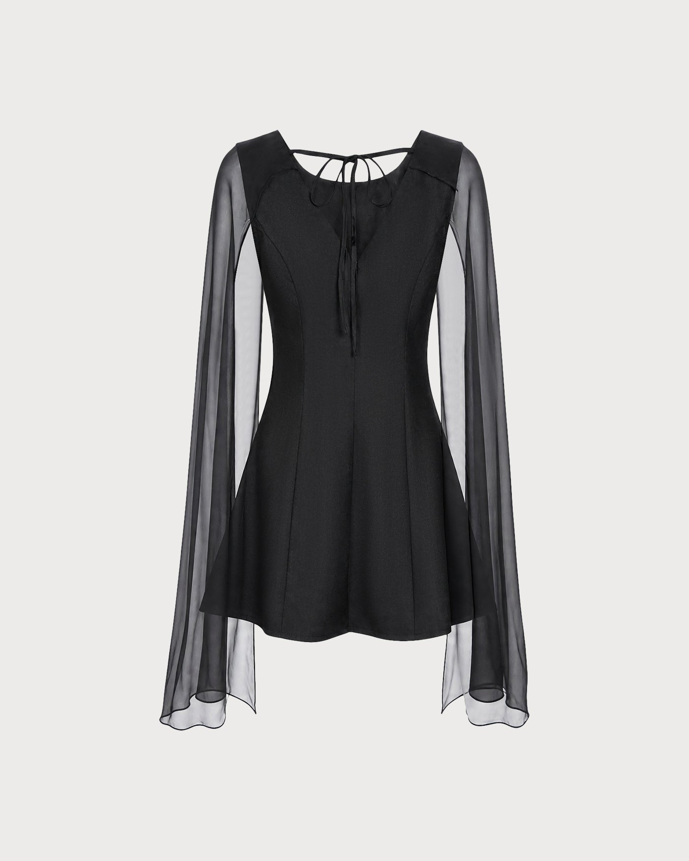 Black Boat Neck Flowy Mini Dress & Reviews - Black - Dresses