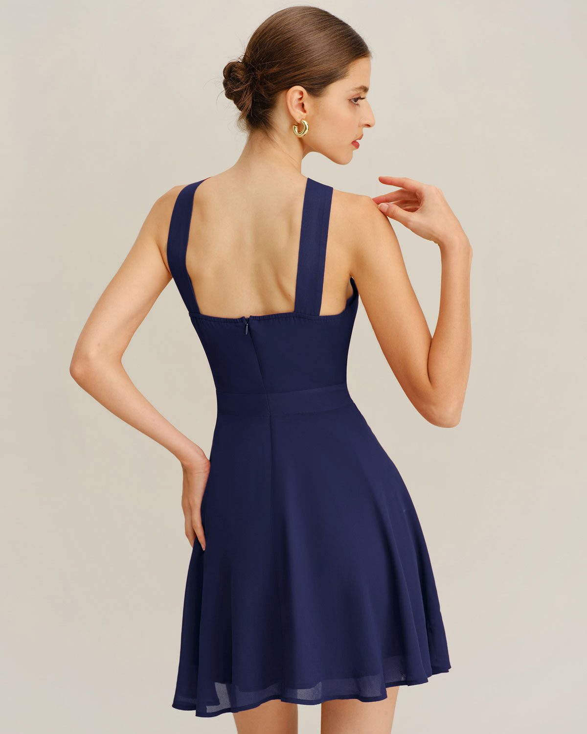 Navy Chiffon A-Line Mini Dress & Reviews - Navy - Dresses
