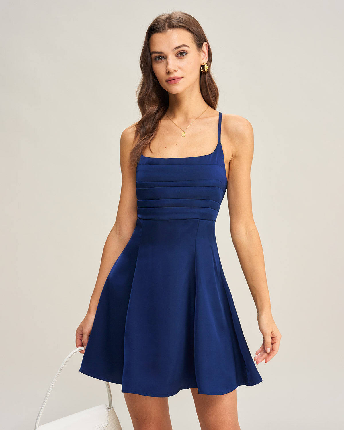 Navy Satin Pleated Slip Mini Dress & Reviews - Navy - Dresses | RIHOAS Navy Satin Pleated Slip Mini Dress & Reviews - Navy - Dresses | RIHOAS