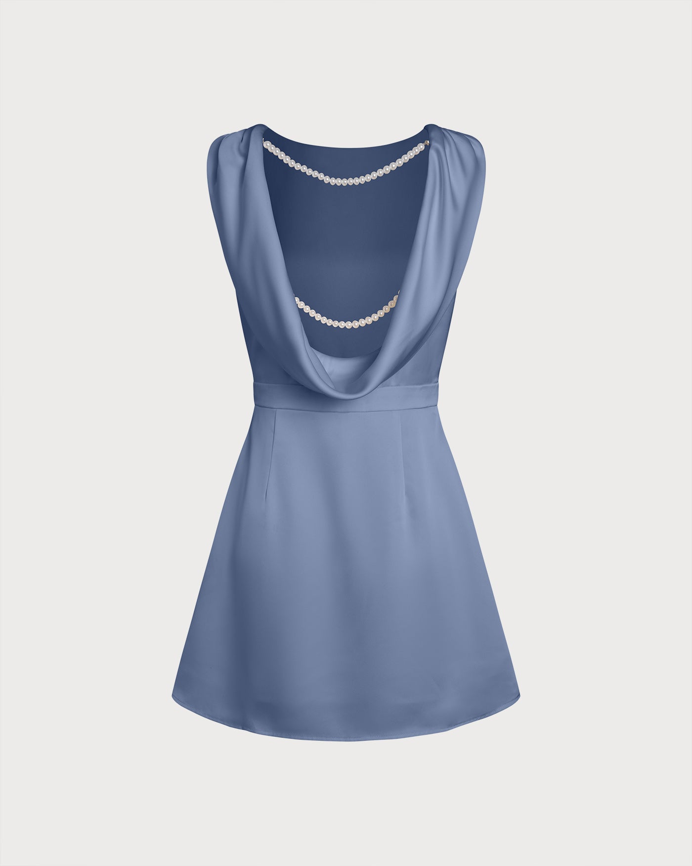Blue Boat Neck Pearl Satin Mini Dress & Reviews - Black,Green,Blue - Dresses | RIHOAS Blue Boat Neck Pearl Satin Mini Dress & Reviews - Black,Green,Blue - Dresses | RIHOAS