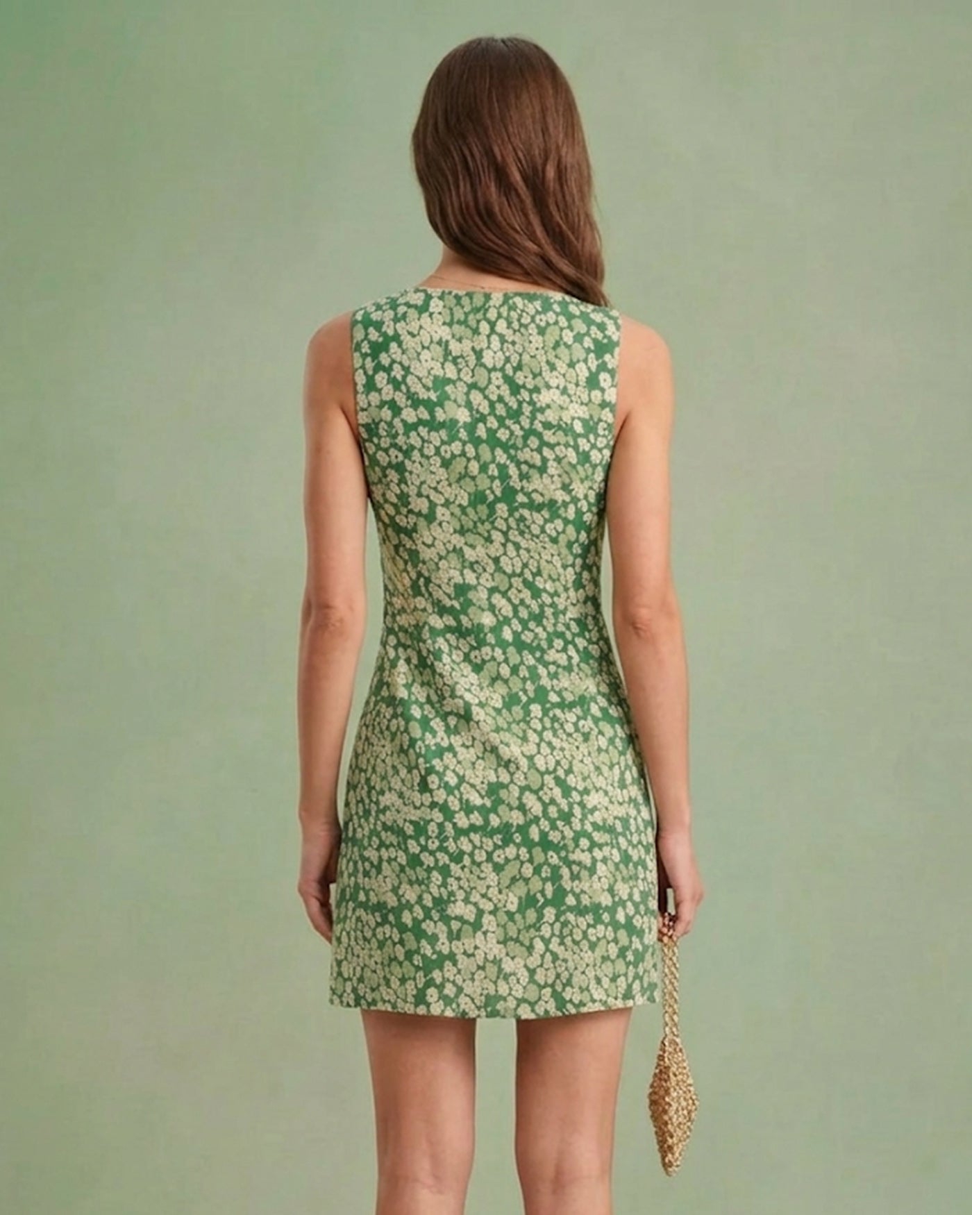 Green Floral Sleeveless Mini Dress & Reviews - Green - Dresses | RIHOAS