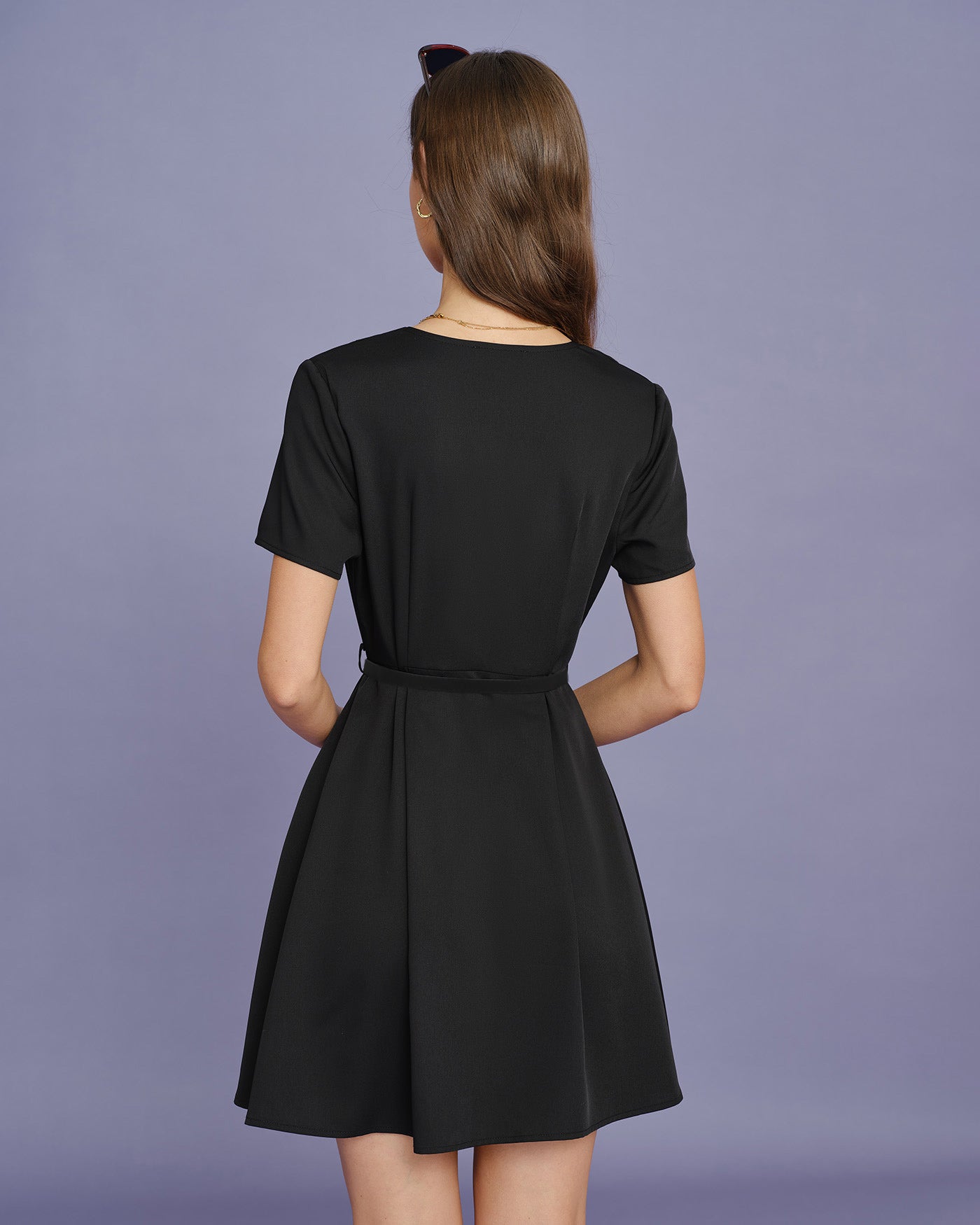 Black Belt Ruched Mini Dress & Reviews - Black - Dresses