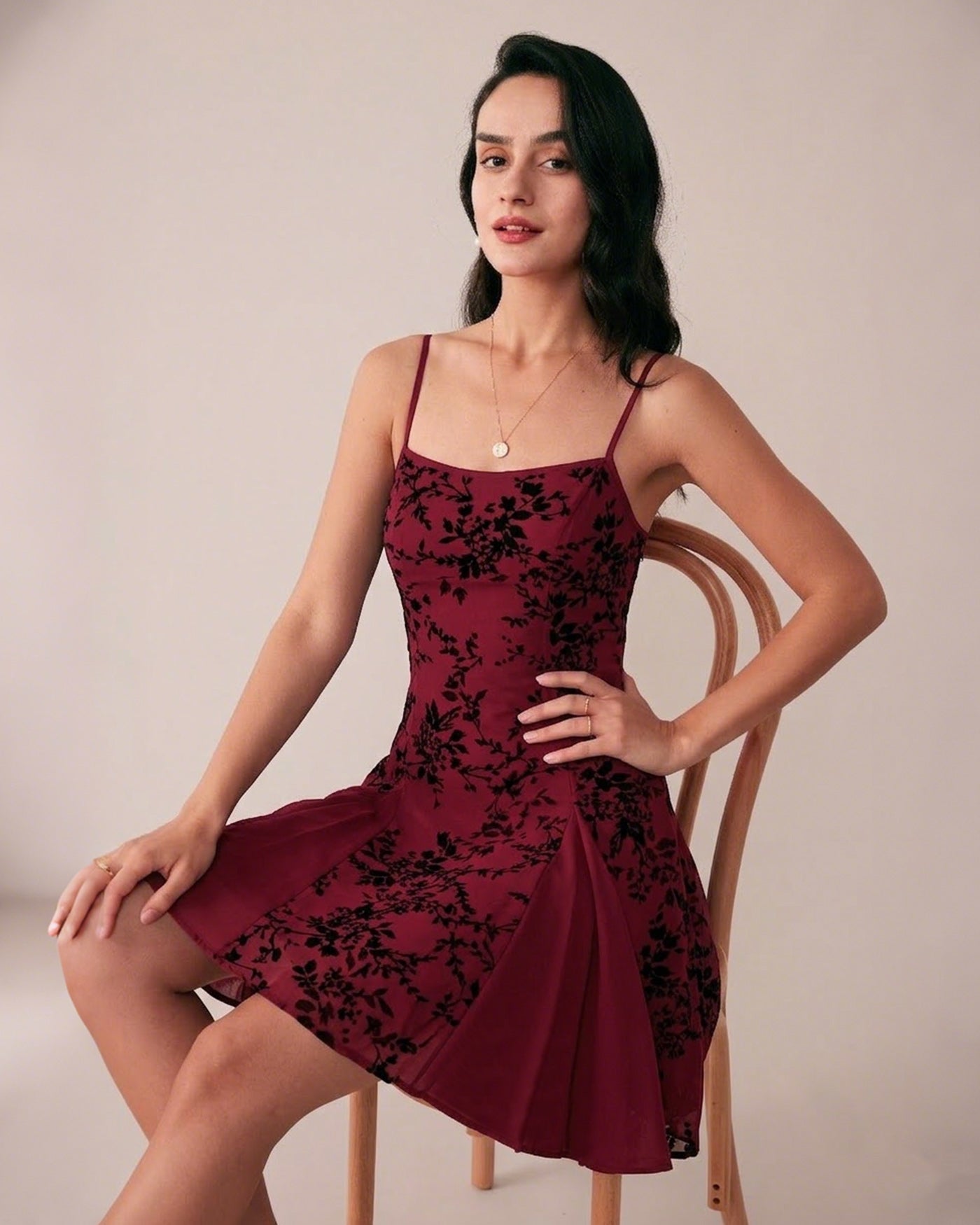 Rihoas Floral Mini Dress for Women, Wine Red / XL Rihoas Floral Mini Dress for Women, Wine Red / XL