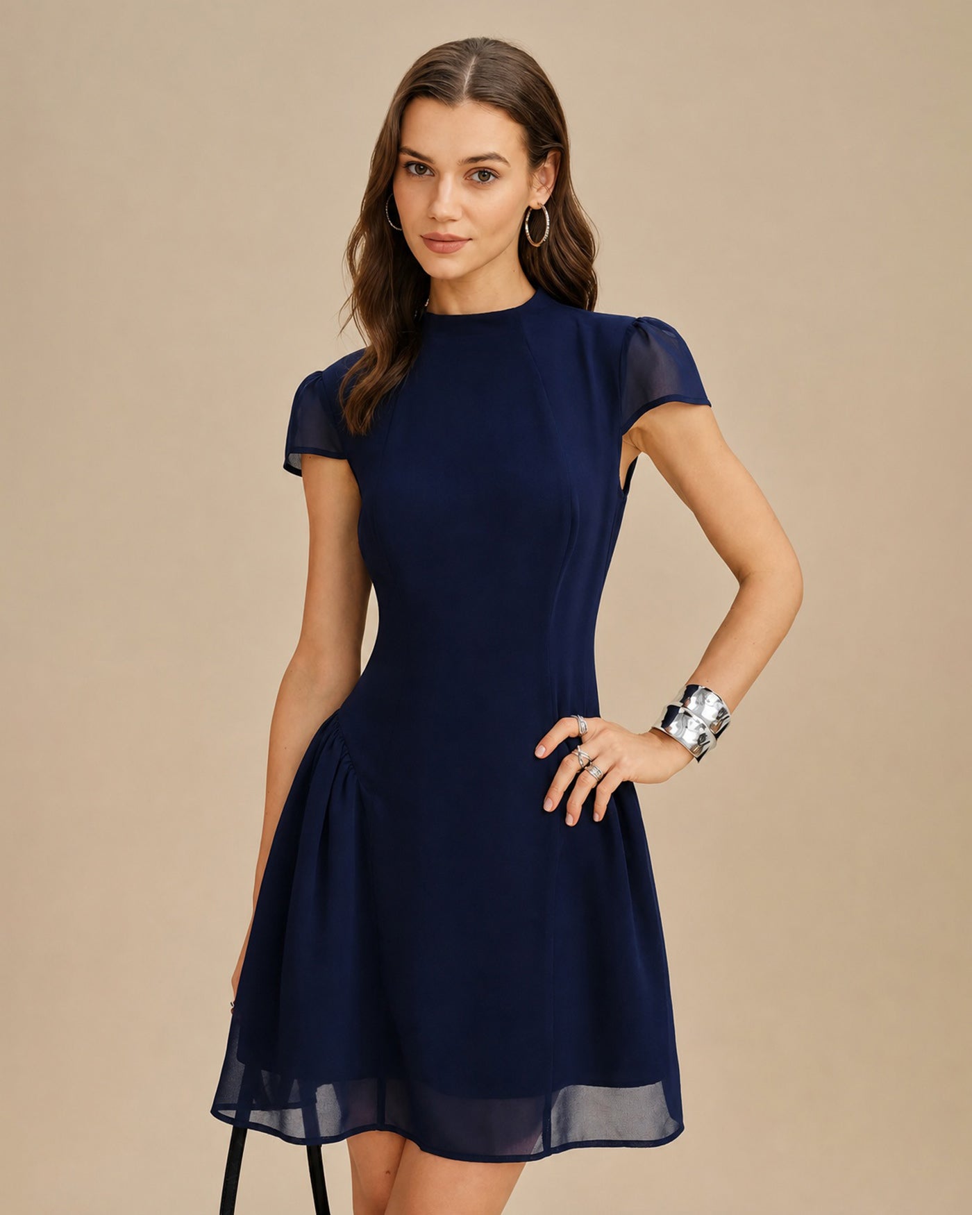 Blue Turtle Ruched A-Line Mini Dress