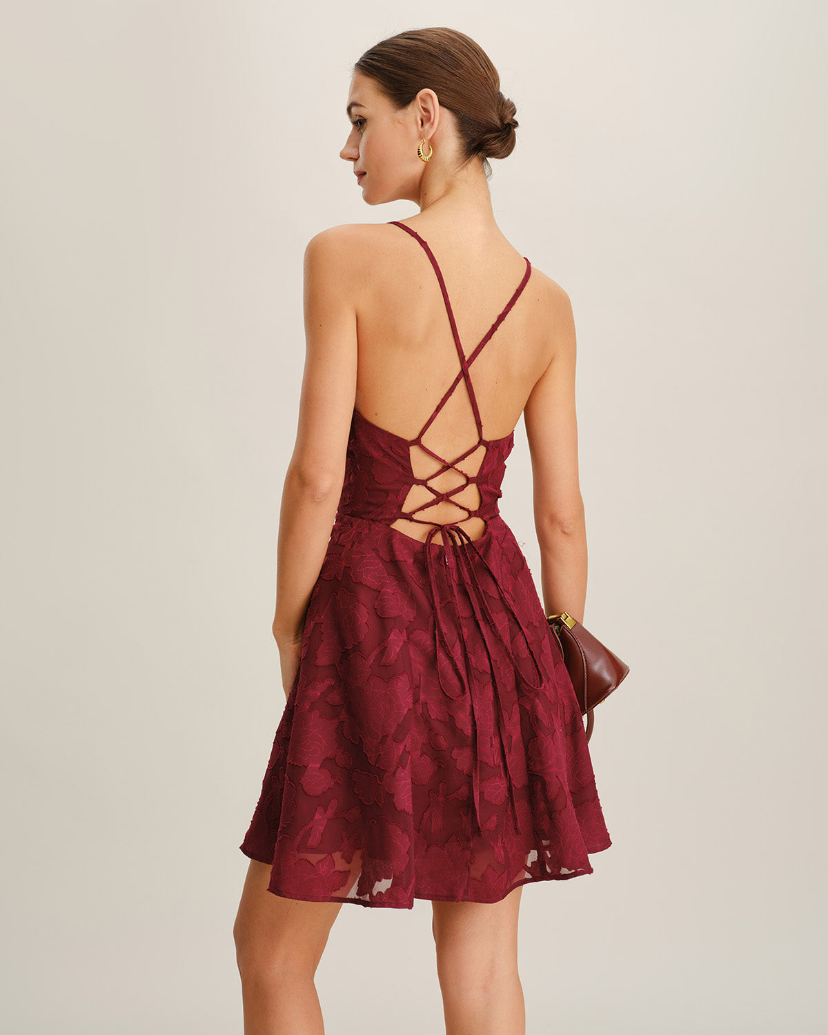 Wine Red Floral Backless Slip Mini Dress & Reviews - Wine Red - Dresses | RIHOAS Wine Red Floral Backless Slip Mini Dress & Reviews - Wine Red - Dresses | RIHOAS