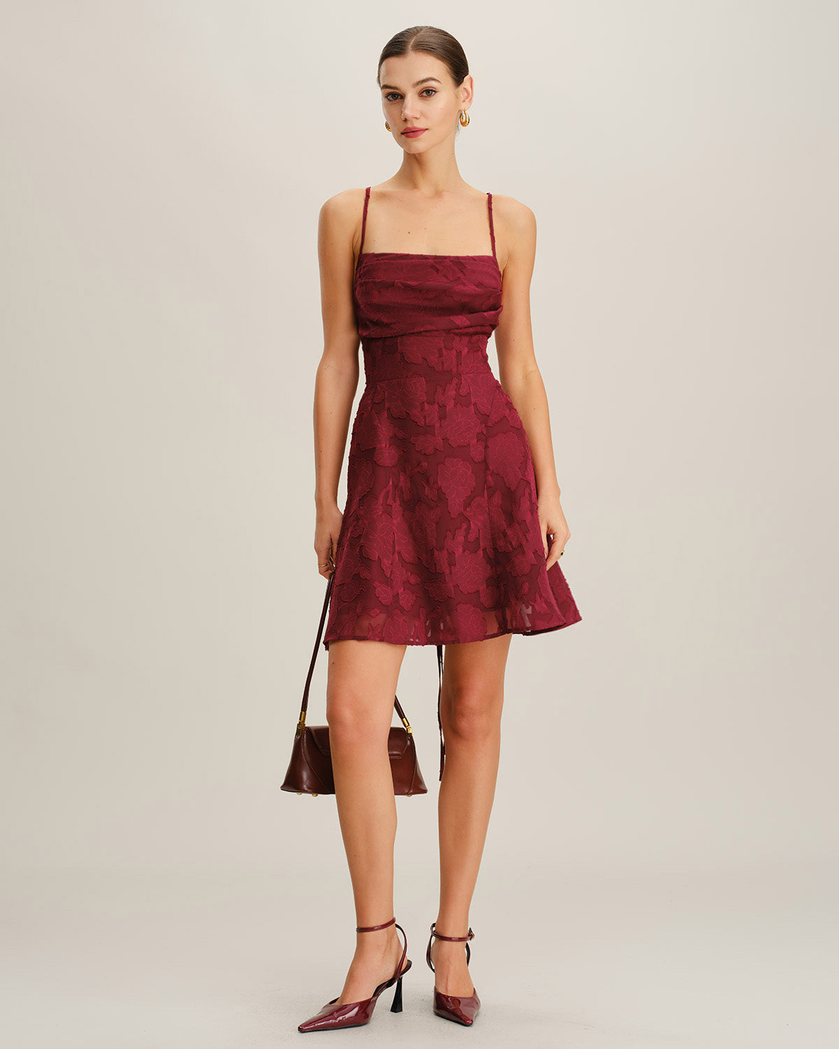Wine Red Floral Backless Slip Mini Dress & Reviews - Wine Red - Dresses | RIHOAS Wine Red Floral Backless Slip Mini Dress & Reviews - Wine Red - Dresses | RIHOAS