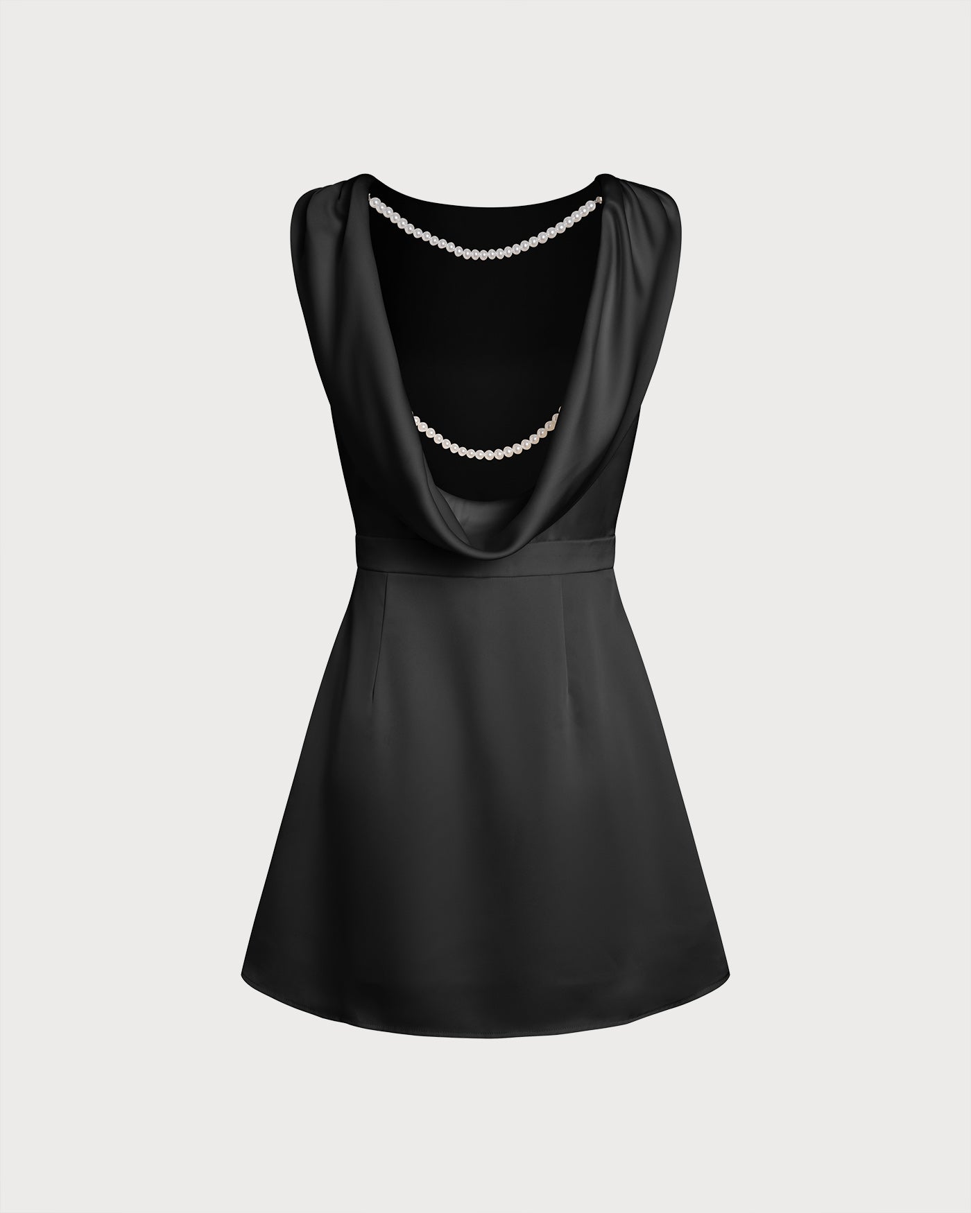 Black Boat Neck Pearl A-Line Mini Dress & Reviews - Black,Green,Blue - Dresses | RIHOAS Black Boat Neck Pearl A-Line Mini Dress & Reviews - Black,Green,Blue - Dresses | RIHOAS