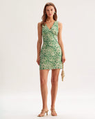 Women's Woven Polyester Mini Dress Green Dresses - RIHOAS