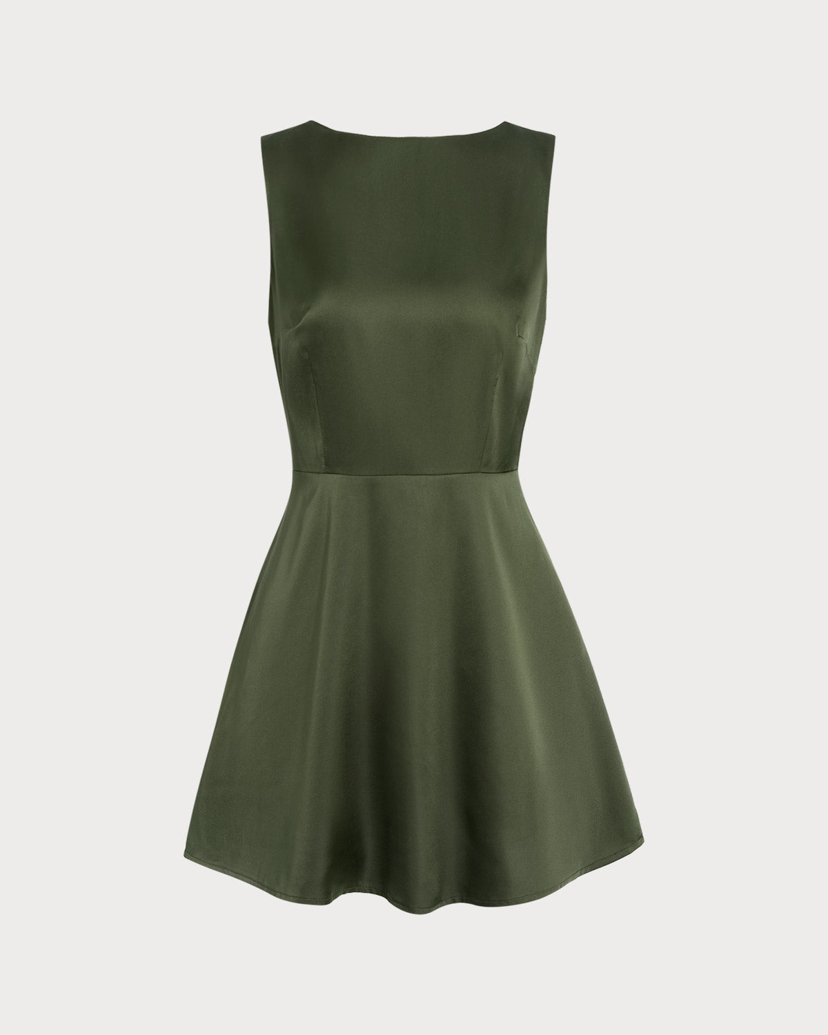Rihoas Satin Sleeveless Mini Dress, Green / M Rihoas Satin Sleeveless Mini Dress, Green / M