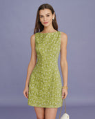 Women's Woven Polyester Mini Dress Green Dresses - RIHOAS