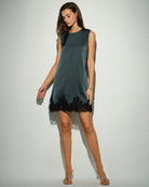 Women's Woven Polyester Mini Dress Green Dresses - RIHOAS