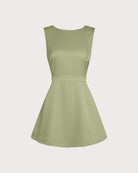 Women's Woven Polyester Mini Dress Green Dresses - RIHOAS