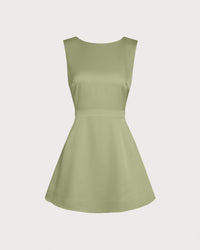 Women's Woven Polyester Mini Dress Green Dresses - RIHOAS