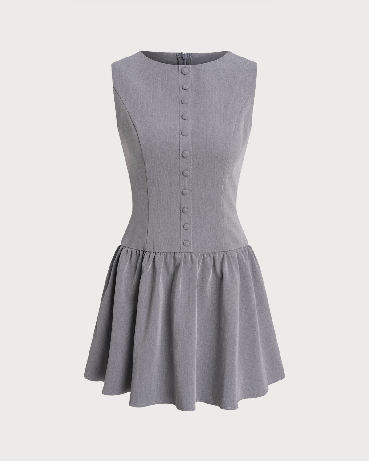 Women's Woven Polyester Mini Dress Grey Dresses - RIHOAS