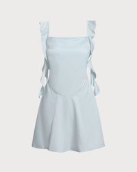 Women's Woven Polyester Mini Dress Light Blue Dresses - RIHOAS