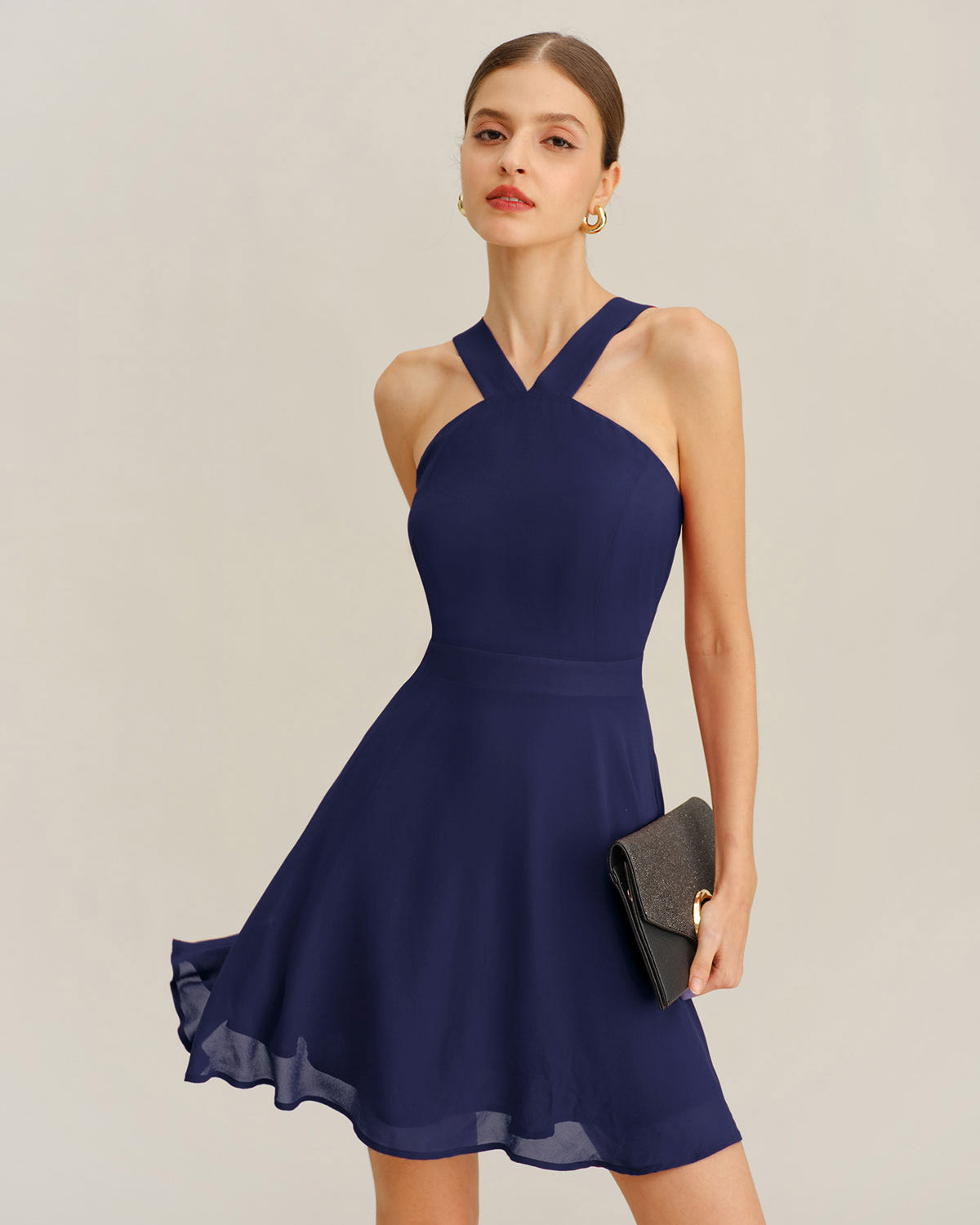 Rihoas Chiffon A-Line Mini Dress, Navy / M Rihoas Chiffon A-Line Mini Dress, Navy / M