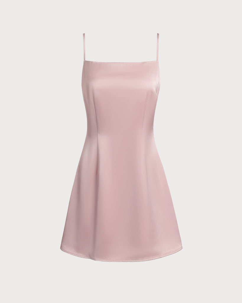 Women's Woven Polyester Mini Dress Pink Dresses - RIHOAS